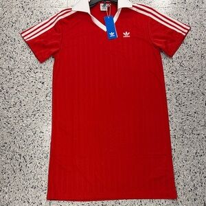 adidas Red Polo Dress with White Stripes